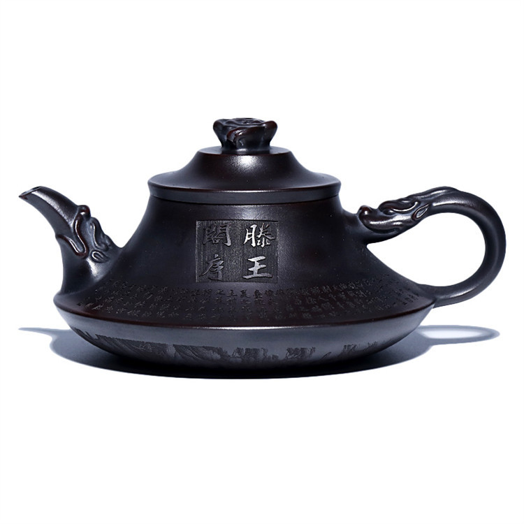 Ceainic din lut mov cu lut de cupru antic – stil Tengwang Pavilion, realizat manual pentru uz casnic