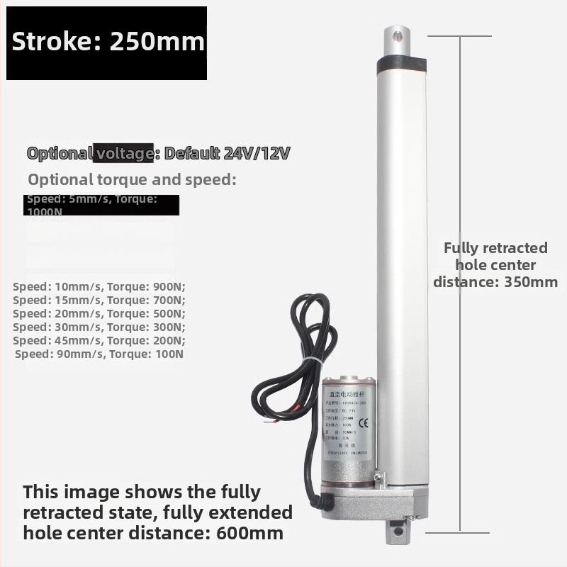 DC elektromos tolóorsó motor 50/100/150/200 mm löket, emelő teleszkópos rúddal ablaknyitóhoz, zárt motorház