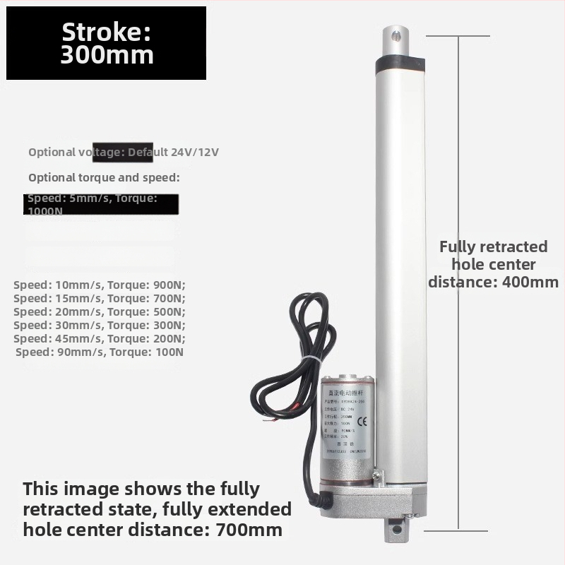 DC elektromos tolóorsó motor 50/100/150/200 mm löket, emelő teleszkópos rúddal ablaknyitóhoz, zárt motorház