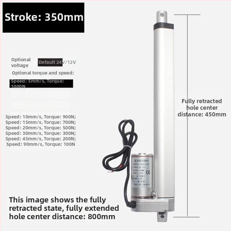 DC elektromos tolóorsó motor 50/100/150/200 mm löket, emelő teleszkópos rúddal ablaknyitóhoz, zárt motorház