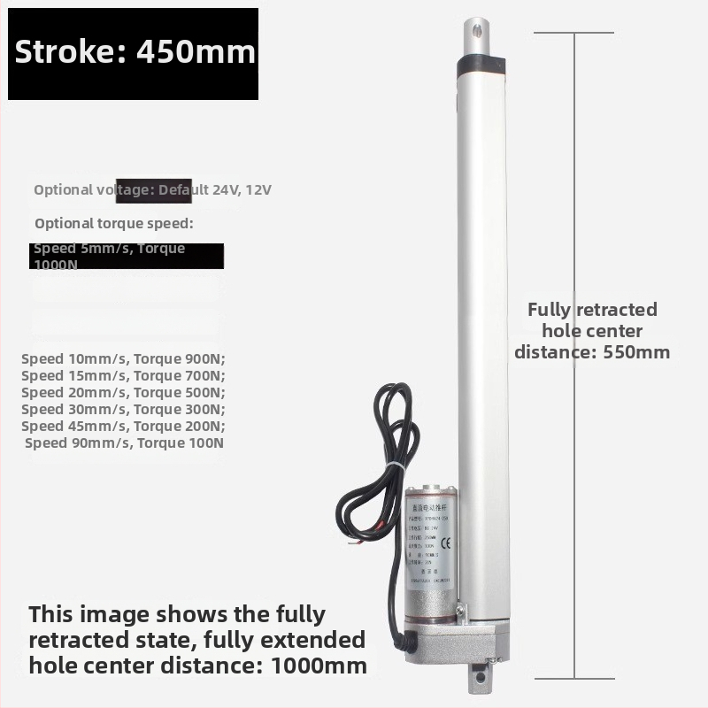 DC elektromos tolóorsó motor 50/100/150/200 mm löket, emelő teleszkópos rúddal ablaknyitóhoz, zárt motorház