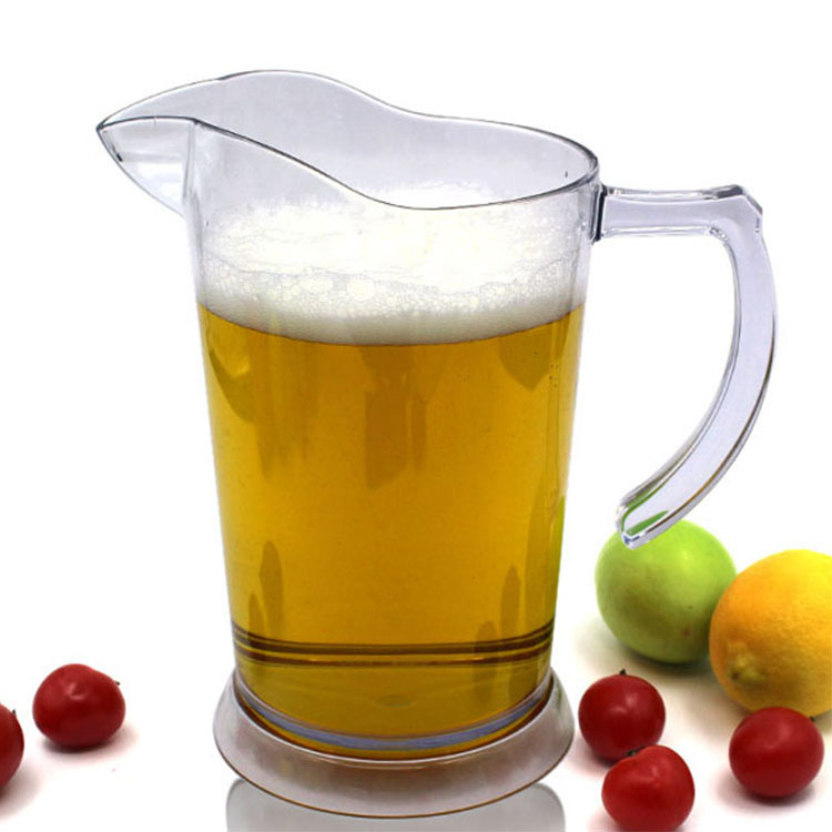 Carafă din plastic transparentă pentru bere, cu mâner și gură îngustă, 1,5 L (1500 ml)