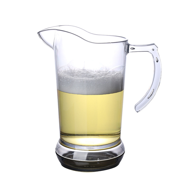 Carafă din plastic transparentă pentru bere, cu mâner și gură îngustă, 1,5 L (1500 ml)