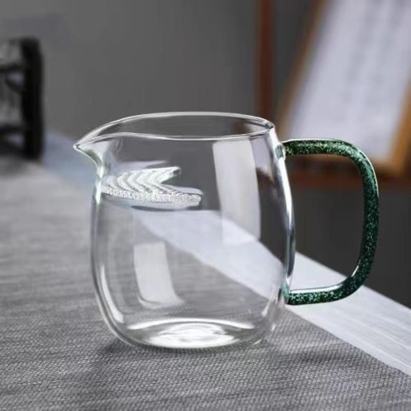 Set de ceai din sticlă borosilikat de înaltă rezistență la temperaturi, în formă de semilună, cu filtru integrat, capacitate mare