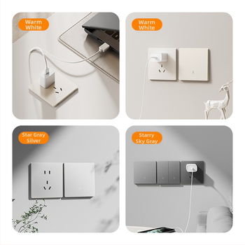 International Electrician topla bijela ultra-tanki zidni prekidač i ploča utičnica, kremasto zlat završetak, tip 86, 1 modul, dvostruke utičnice s 5 rupa