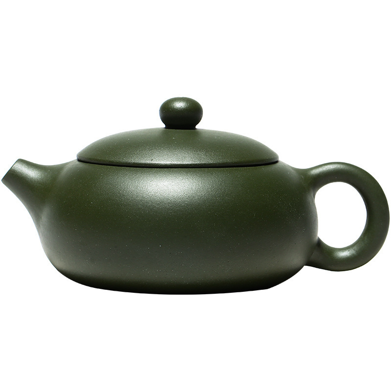Ceainic autentic Yixing Zisha, lut verde din era Republicii, stil plat, 180 ml