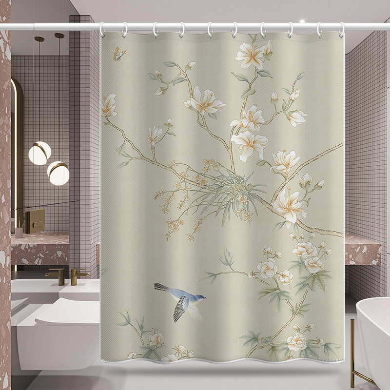 Cortină de duș din poliester cu model leopard, decor de baie în stil modern minimalist