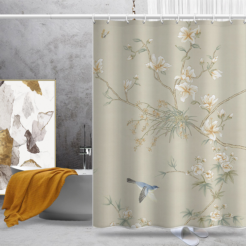 Cortină de duș din poliester cu model leopard, decor de baie în stil modern minimalist