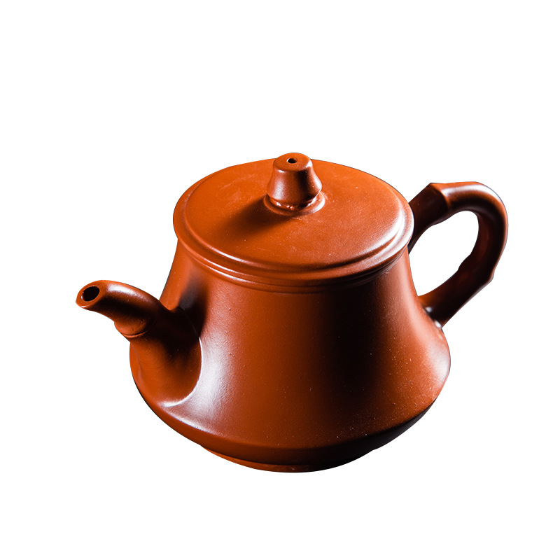 Ceainic Yixing din lut de nisip mov, cu suport și capac din jad, glazură roșie, 220 ml, set Kung Fu de ceai