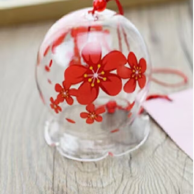 Prozirni stakleni zvončić za vjetar, ručno izrađeni ukras za vješanje, japanski stil sa sakurama, kreativan dar
