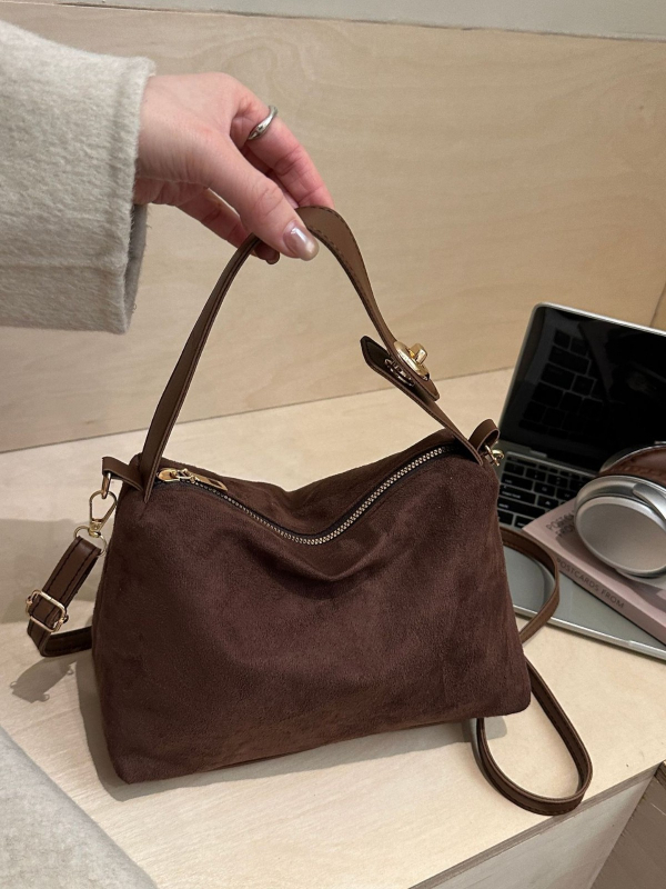 Retro mat torbica za žene, pod pazuh crossbody torba od velura