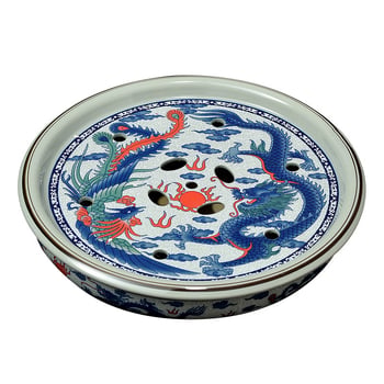 Set ceai Kung Fu cu tavă ceramică pentru ceai, cerc de 10 inch, nuanță celadon, pentru casă și birou