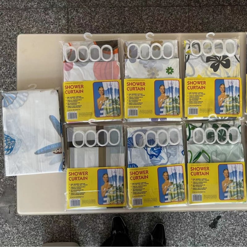 Perdea de duș de unică folosință, impermeabilă din plastic pentru baie, paravan cu cârlige, disponibilă în mai multe culori