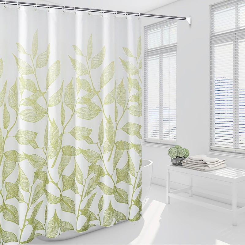 Cortină de duș impermeabilă, țesătură din poliester îngroșat, model floral pentru baie, stil modern minimalist, imprimare logo disponibilă, personalizare