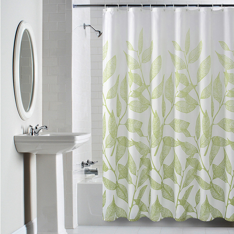 Cortină de duș impermeabilă, țesătură din poliester îngroșat, model floral pentru baie, stil modern minimalist, imprimare logo disponibilă, personalizare
