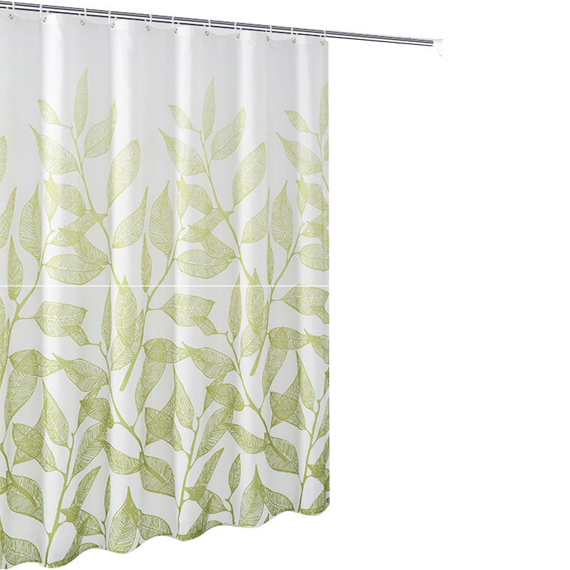 Cortină de duș impermeabilă, țesătură din poliester îngroșat, model floral pentru baie, stil modern minimalist, imprimare logo disponibilă, personalizare