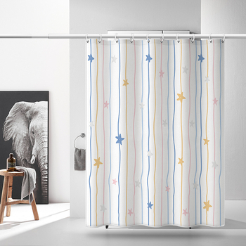 Cortină de duș din poliester cu modelul steagului american și dungi, design creativ pentru baie, stea cu cinci colțuri, disponibile în mai multe dimensiuni