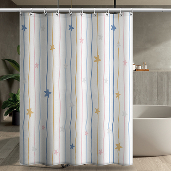 Cortină de duș din poliester cu modelul steagului american și dungi, design creativ pentru baie, stea cu cinci colțuri, disponibile în mai multe dimensiuni