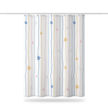 Cortină de duș din poliester cu modelul steagului american și dungi, design creativ pentru baie, stea cu cinci colțuri, disponibile în mai multe dimensiuni