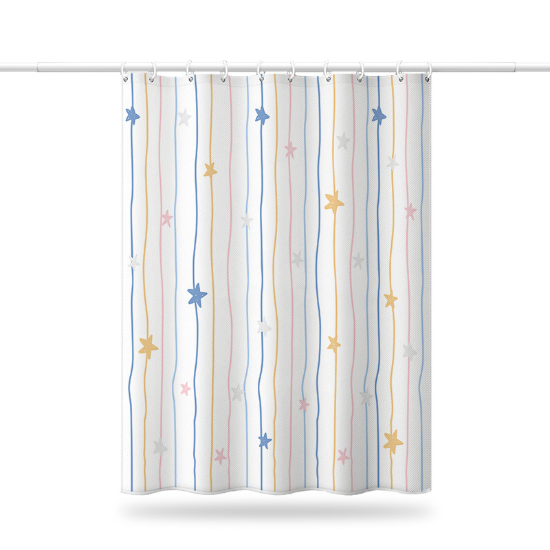 Cortină de duș din poliester cu modelul steagului american și dungi, design creativ pentru baie, stea cu cinci colțuri, disponibile în mai multe dimensiuni