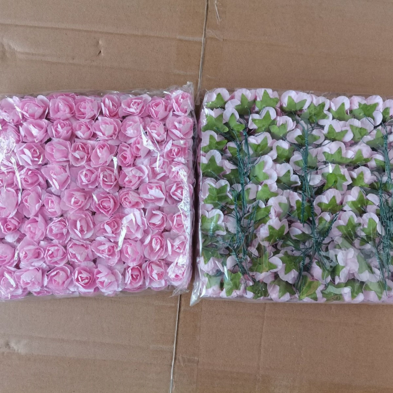 Buchet din flori de hârtie lucrate manual cu azalee, trandafir artificial și bujor; cunună de nuntă, cutie cadou, cutie de bomboane, accesorii pentru DIY