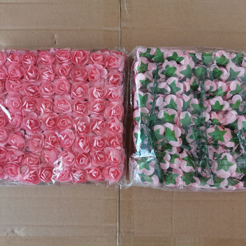 Buchet din flori de hârtie lucrate manual cu azalee, trandafir artificial și bujor; cunună de nuntă, cutie cadou, cutie de bomboane, accesorii pentru DIY