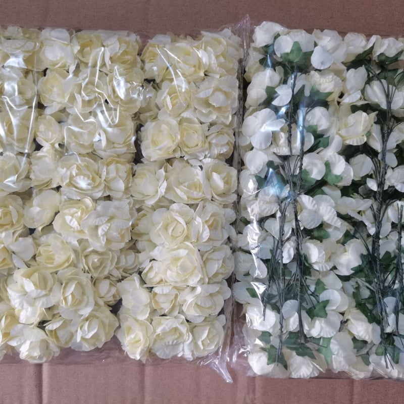 Buchet din flori de hârtie lucrate manual cu azalee, trandafir artificial și bujor; cunună de nuntă, cutie cadou, cutie de bomboane, accesorii pentru DIY