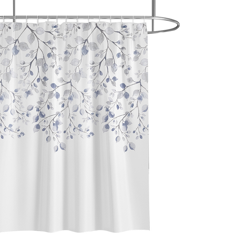 Cortină de duș din poliester, cu imprimeu floral, impermeabilă și rezistentă la mucegai, îngroșată, fără montaj