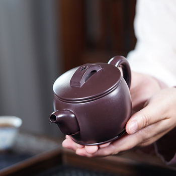 Ceainic Yixing din lut purpuriu cu nisip, realizat manual, ceainic ceramic pentru ceremonia ceaiului