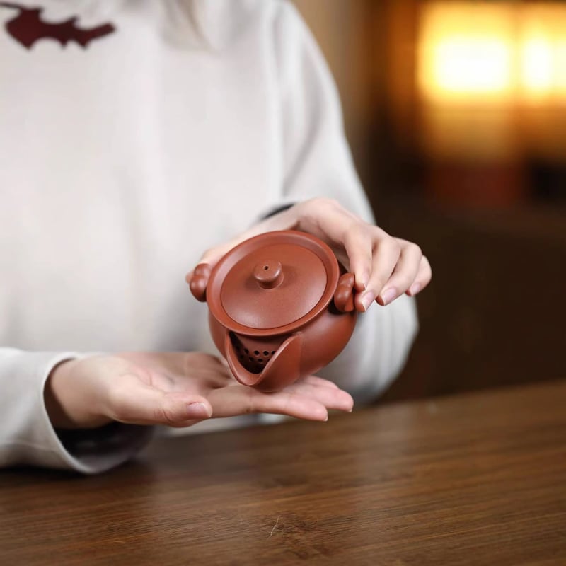 Ceainic Yixing din lut mov design Heart-to-Heart lut mineral original roșu dragon ceremonie ceai pictat manual capacitate 180 ml