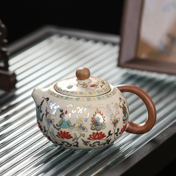 Set ceai din porțelan Ru, gaiwan și ceainic, ceramică în stil retro