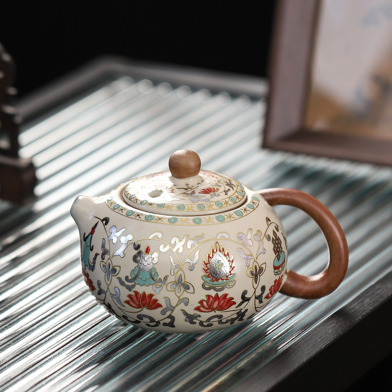 Set ceai din porțelan Ru, gaiwan și ceainic, ceramică în stil retro