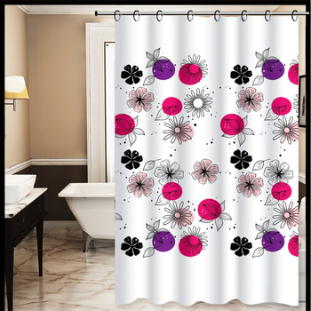Cortină de duș PEVA cu imprimeu floral estompat, impermeabilă pentru uz zilnic, include inel pentru perdea, logo personalizabil