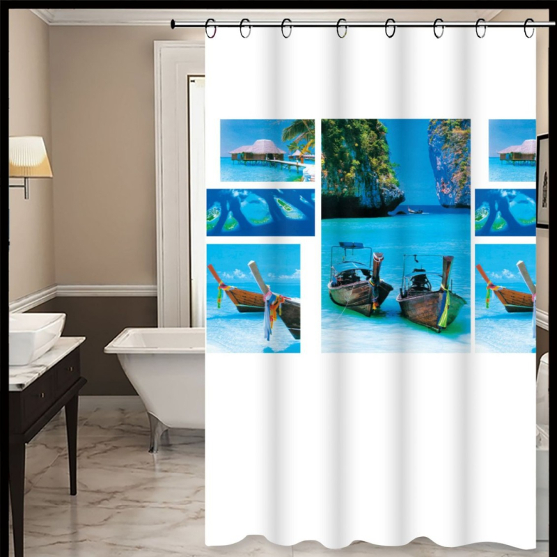 Cortină de duș PEVA cu imprimeu floral estompat, impermeabilă pentru uz zilnic, include inel pentru perdea, logo personalizabil