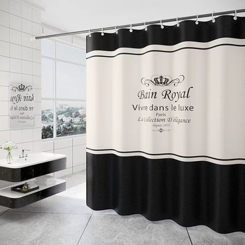 Cortină de duș impermeabilă din poliester, culoare solidă, design simplu și modern pentru baie