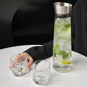 Ceainic de infuzie din sticlă cu lămâie, capacitate mare pentru băuturi și apă rece