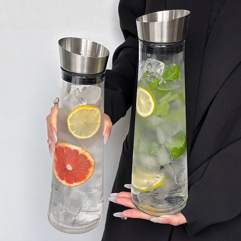 Ceainic de infuzie din sticlă cu lămâie, capacitate mare pentru băuturi și apă rece