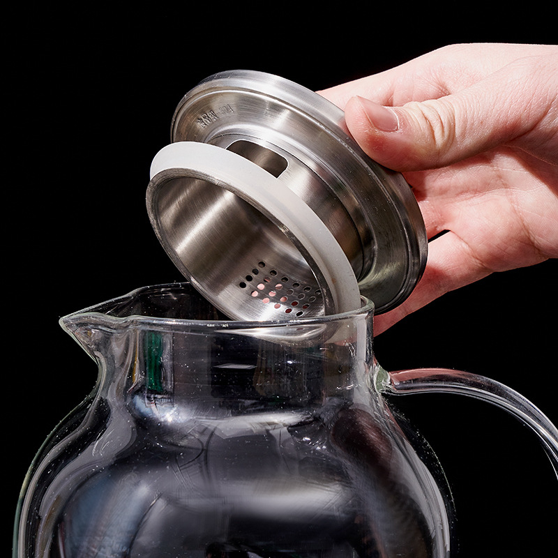 Cană din sticlă borosilicată pentru infuzare rece cu filtru, capacitate mare, rezistentă la temperaturi înalte