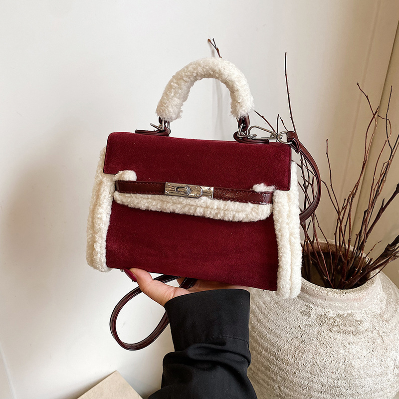 Korejskog stila, svestrana mala kvadratna torbica za žene, zimska kolekcija 2025, matna pliš tekstura, crossbody torba s jednim remenom
