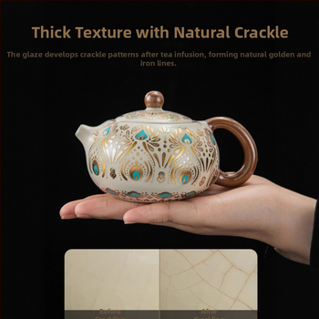 Set de ceai ceramic Ru Kiln, Dunhuang, pentru casă și birou, lux discret, ceainic ceramic cu capac, bol cu capac, tavă pentru ceai uscat și accesorii Kung Fu Tea