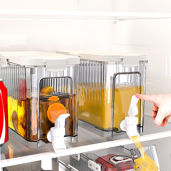 Cană de apă rece în stil japonez cu robinet, capacitate mare pentru uz casnic, potrivită pentru frigider, băuturi, ceai și sucuri.