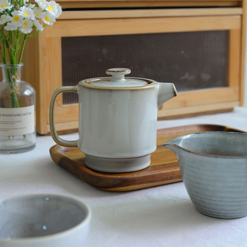 Ceainic ceramic retro minimalist pentru uz casnic – set de ceai elegant și accesorii de ceai creative