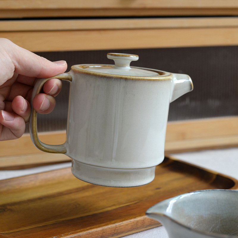 Ceainic ceramic retro minimalist pentru uz casnic – set de ceai elegant și accesorii de ceai creative