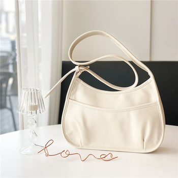 Crossbody torba od meke PU kože, oblik polumjesec sedlo, ženski gradski stil, srednja veličina, proljeće 2021