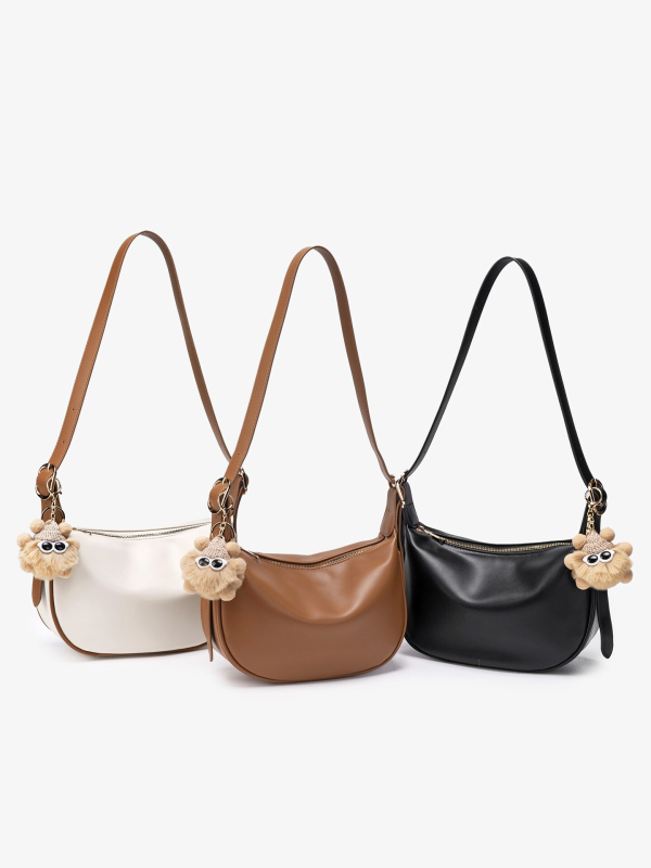 2026 nova mekana PU torbica za podlakticu za žene s privjeskom od pliša, svestrana torba preko ramena i crossbody, dumpling torbica