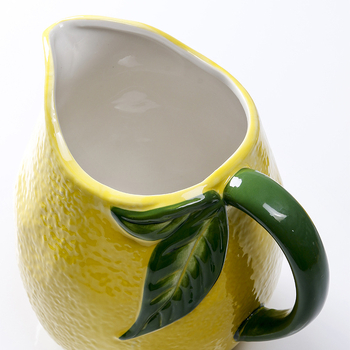 OMK Sticlă de apă ceramică creativă, rezistentă la temperaturi ridicate, relief de lămâie pictat manual, capacitate mare