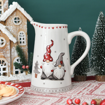 Set ceramic pentru apă rece, inspirație de Crăciun, stil nordic, capacitate mare, fără capac, cu mâner, design în relief, set de băut pentru uz casnic