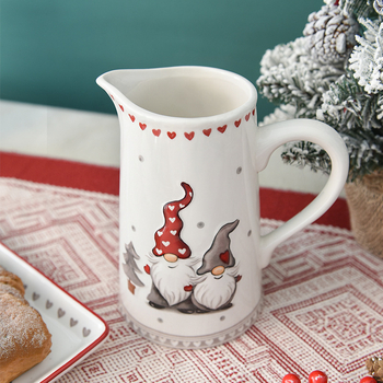 Set ceramic pentru apă rece, inspirație de Crăciun, stil nordic, capacitate mare, fără capac, cu mâner, design în relief, set de băut pentru uz casnic