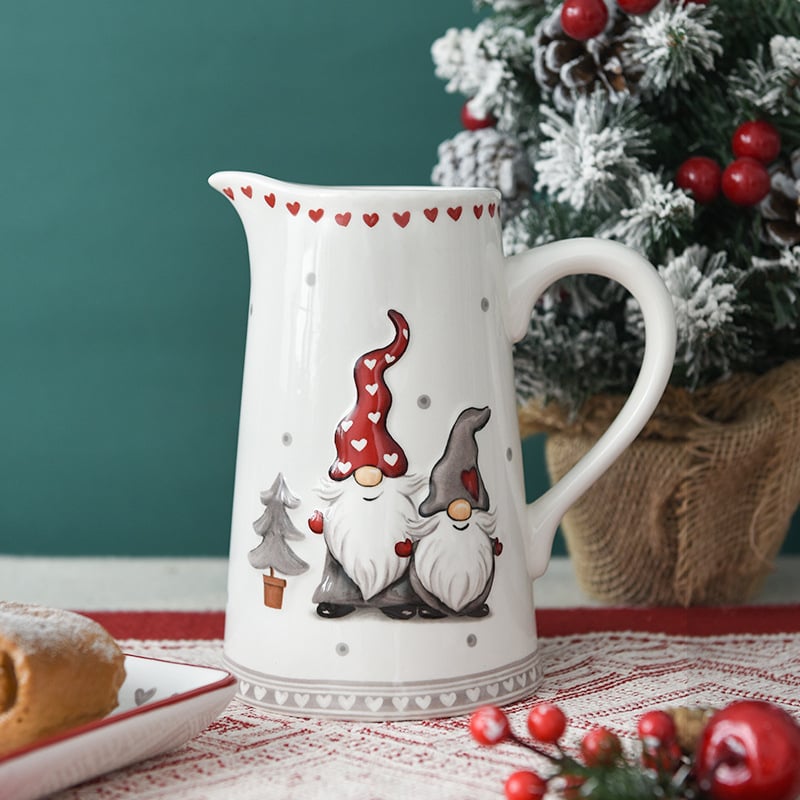Set ceramic pentru apă rece, inspirație de Crăciun, stil nordic, capacitate mare, fără capac, cu mâner, design în relief, set de băut pentru uz casnic