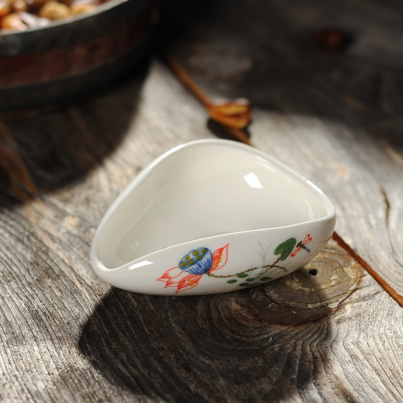 Linguriță de ceai din porțelan albastru-alb pentru ceremonia Gongfu — linguriță din ceramică pentru frunze de ceai, cu siglă